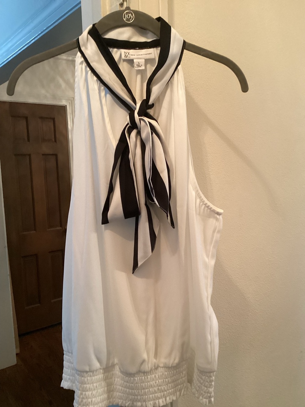 Tie front blouse | White/Black (L)
